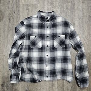 Men's Black and White Plaid Shirt